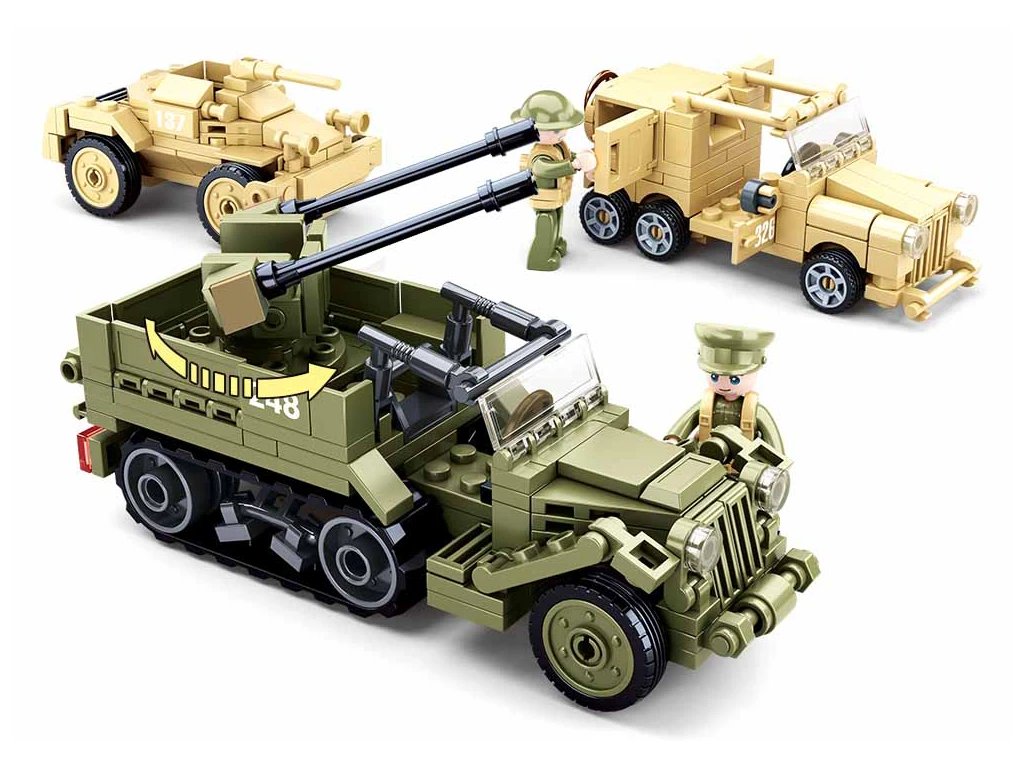 Sluban Army WWII M38-B0812 Sada vojenských vozidel