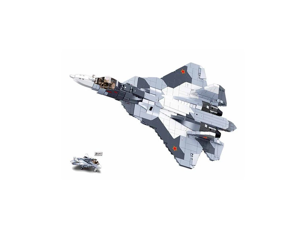Sluban ModelBricks M38-B0986 Proudový stíhací letoun Su-57 2v1 v měřítku 1:44