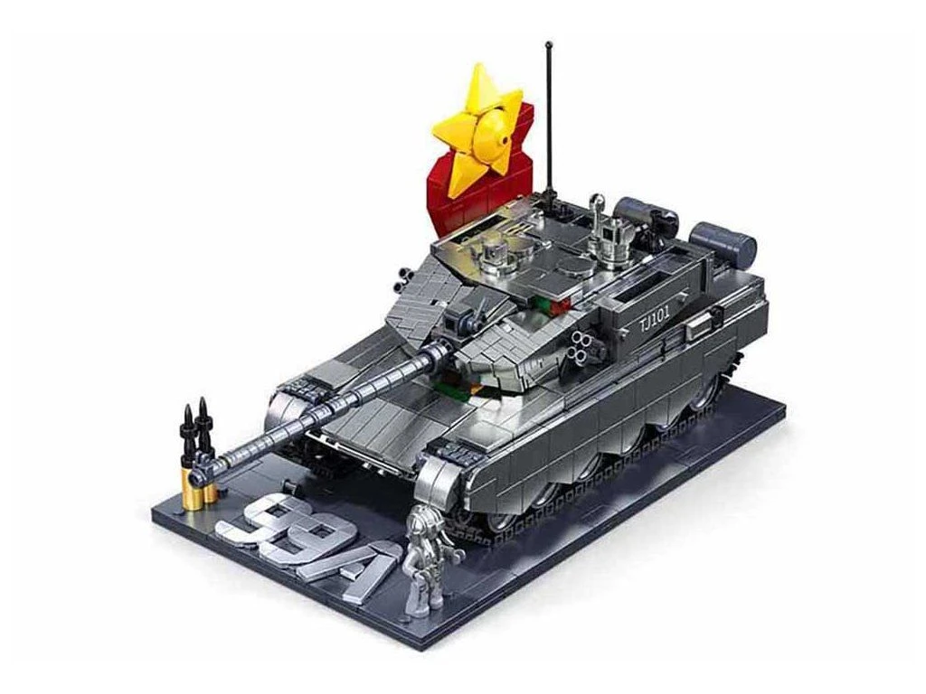 Sluban ModelBricks M38-B1234 Hlavní bojový tank ZTZ-99AS s metalickým povrchem v měřítku 1:35