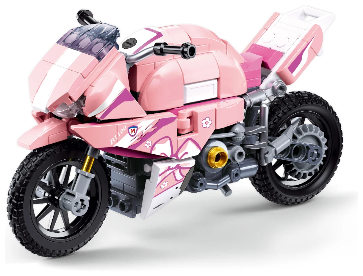 Sluban ModelBricks M38-B1568 Růžový sportovní motocykl S1000MS v měřítku 1:12
