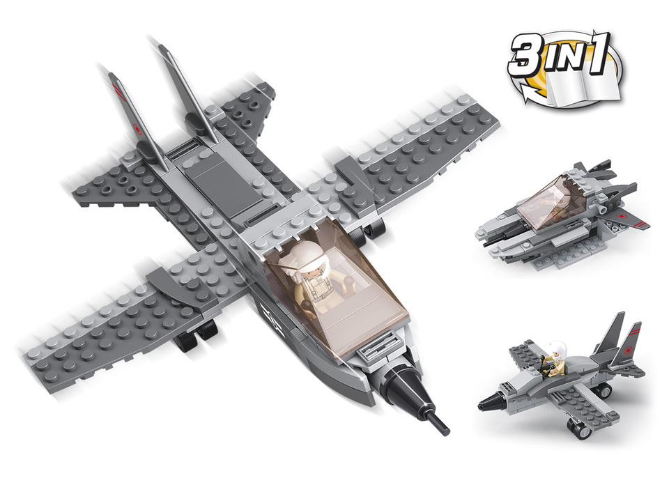 Sluban Army M38-B0537I Avion de vânătoare, 3 în 1