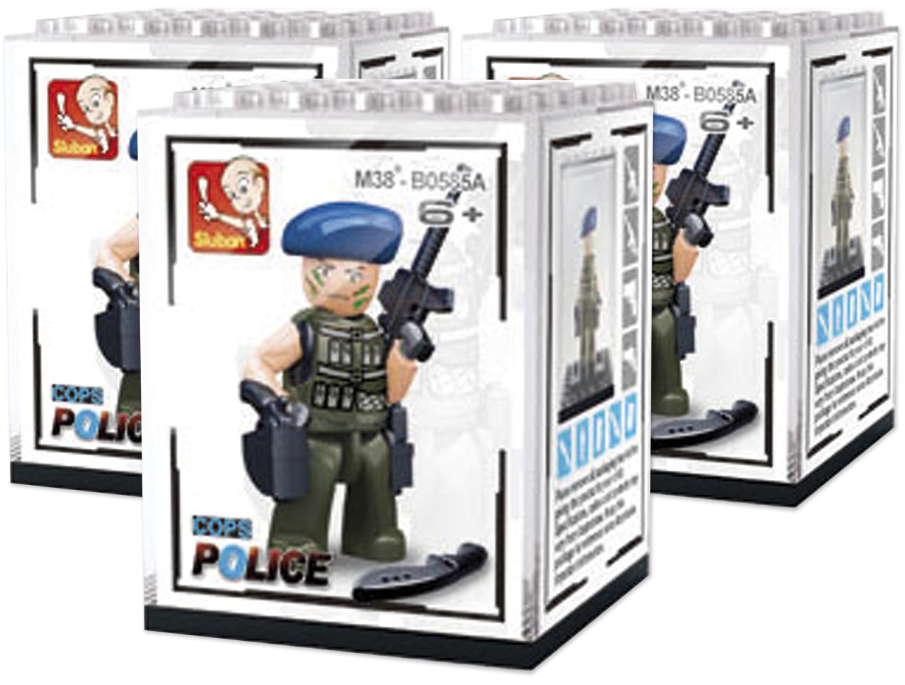 Sluban Figurky M38-B0581 Ofițeri de poliție și hoți - figurine jucărie în cutii de afișare